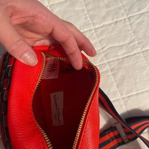 Red/ navy blue red red checkered crossbody